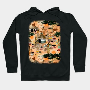 African Life Women in Savanna Tribal Village Hoodie